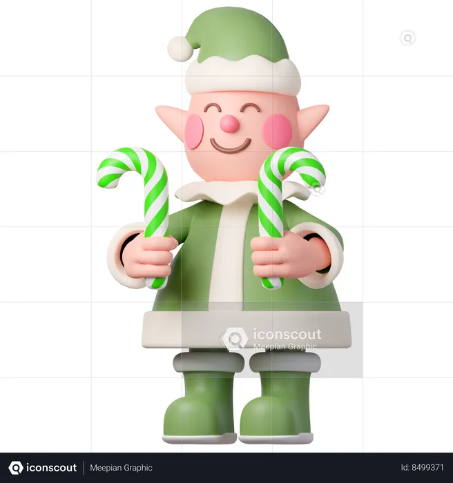 Elf Holding Cand  3D Icon