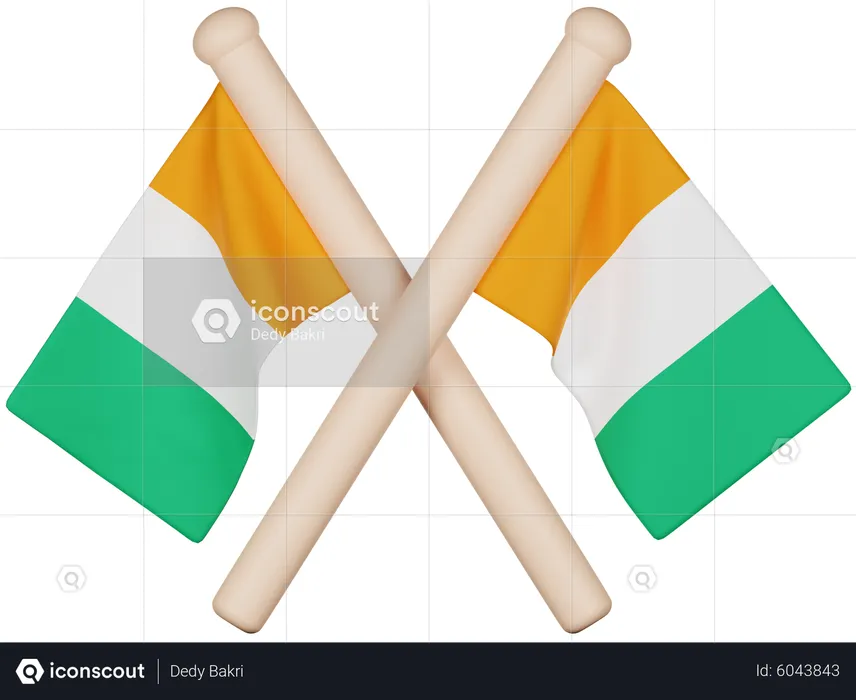 Elfenbeinküste Flagge Flag 3D Icon