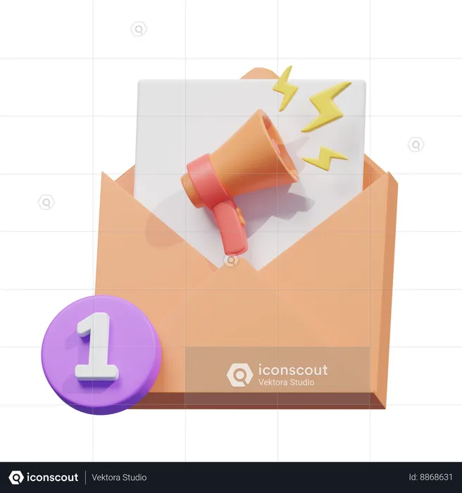 Email ads with notification  3D Icon