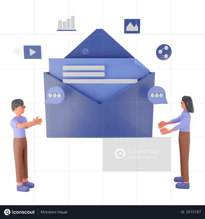 Email communication  3D Illustration