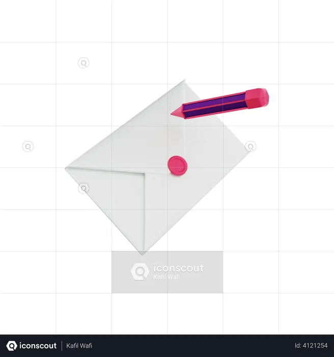 Email letter with pencil  3D Illustration