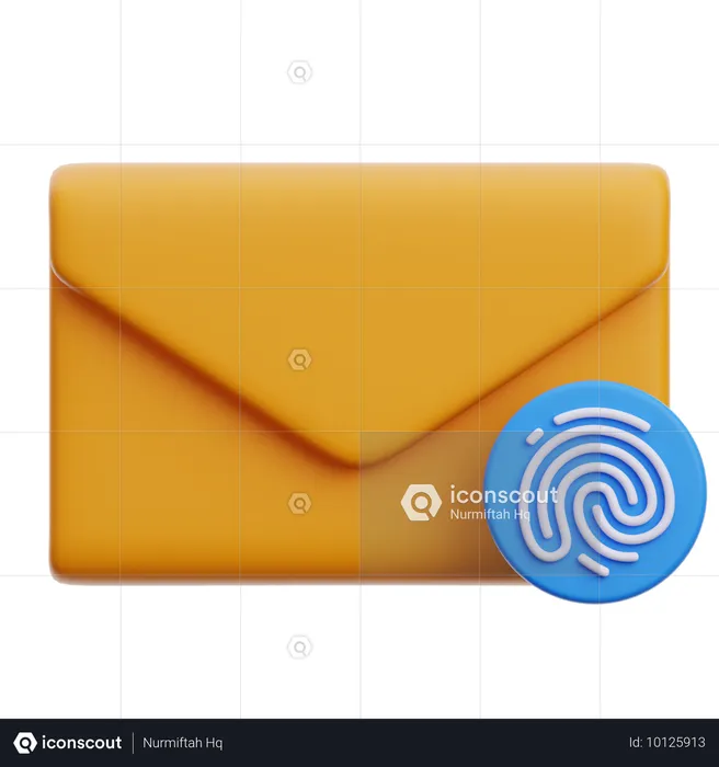 Email With Fingerprint Security  3D Icon