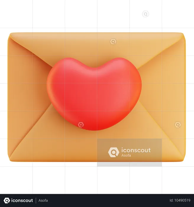 愛の形をしたメール  3D Icon