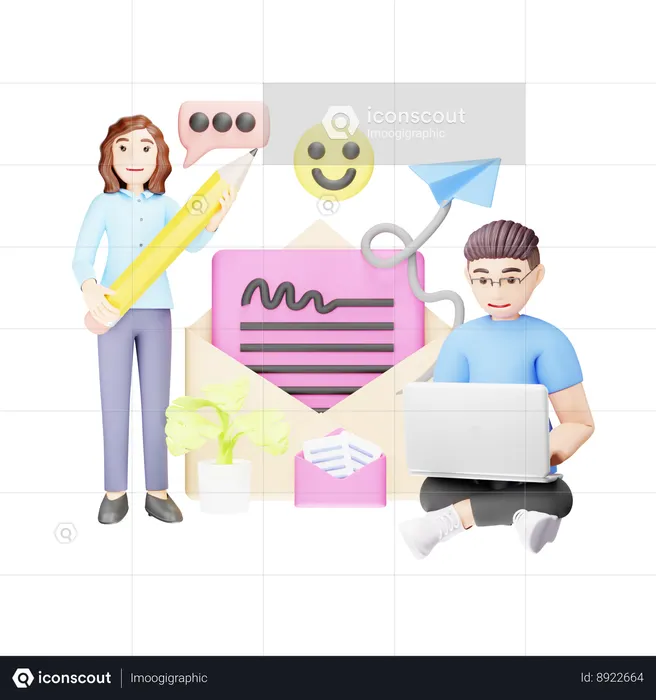 Email Writing  3D Illustration