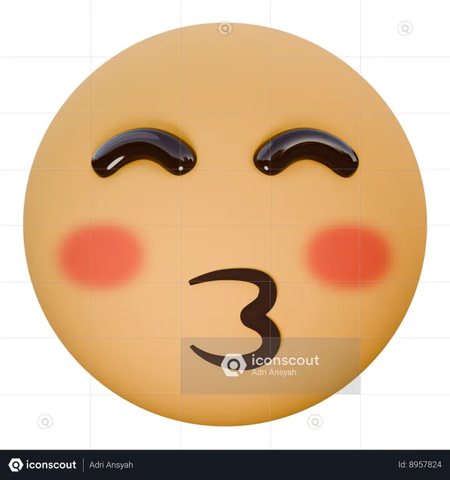 Embrasser le visage avec les yeux fermés Emoji 3D Icon