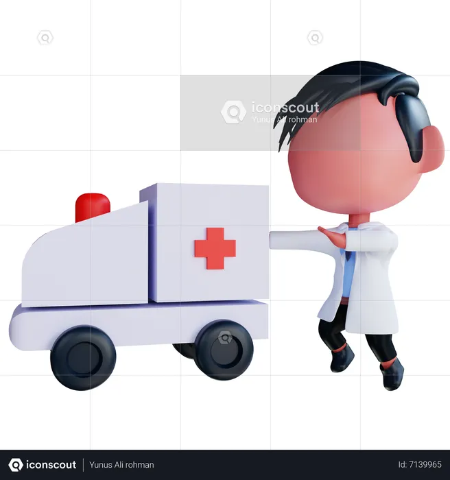 Emergency ambulance doctor  3D Illustration