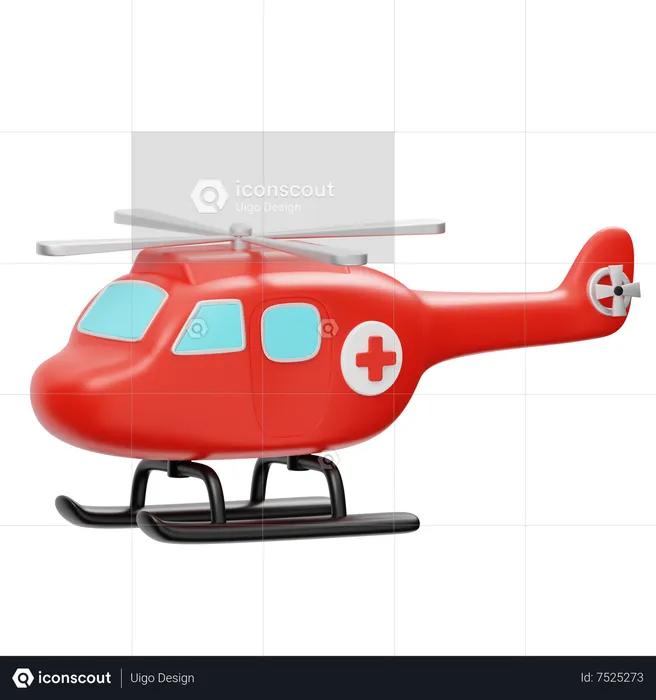 Emergency Helicopter  3D Icon