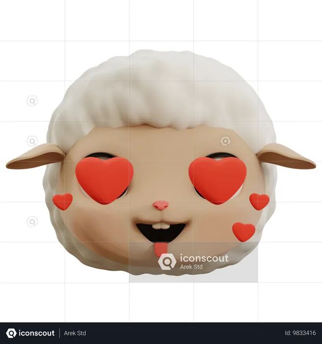 Emoji de amor de ovelha Emoji 3D Icon