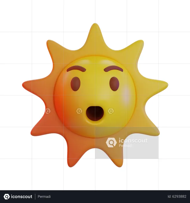 Emoji choqué par le soleil Emoji 3D Icon