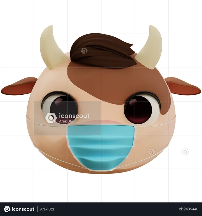 Emoji Cow Has Flu Emoji 3D Icon