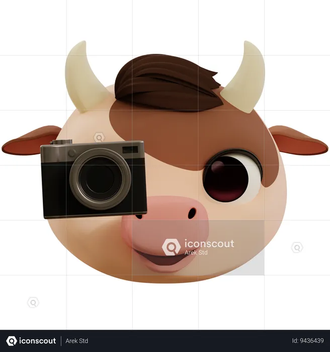 Emoji Cow Taking Photo Emoji 3D Icon