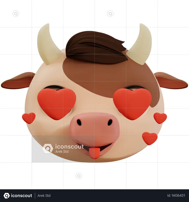 Emoji de amor de vaca Emoji 3D Icon