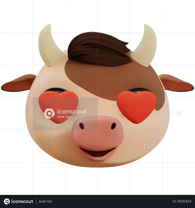 Emoji de amor de vaca Emoji 3D Icon