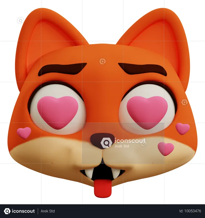 Emoji de amor de zorro Emoji 3D Icon