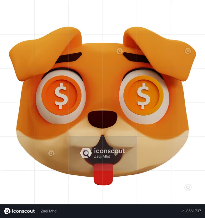 Emoji de dólar de cachorro fofo Emoji 3D Icon