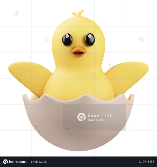 Emoji de pintinho com casca de ovo  3D Icon