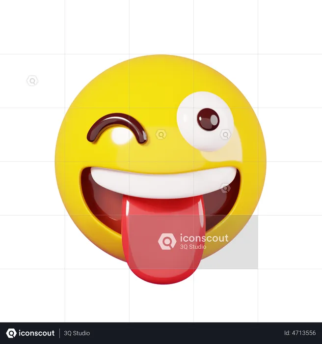 Emoji de rosto sorridente com língua presa Emoji 3D Emoji