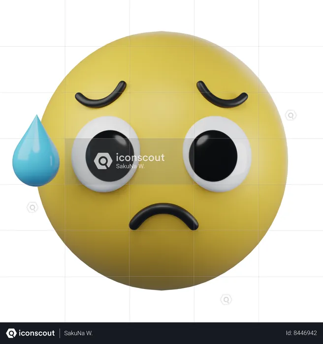 Emoji de rosto triste, mas aliviado Emoji 3D Icon