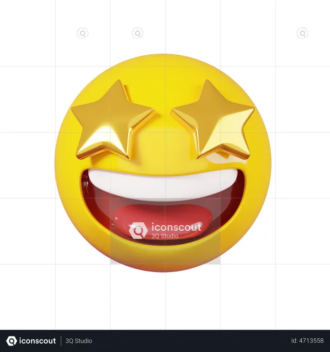 Emoji excité aux yeux étoilés Emoji 3D Emoji