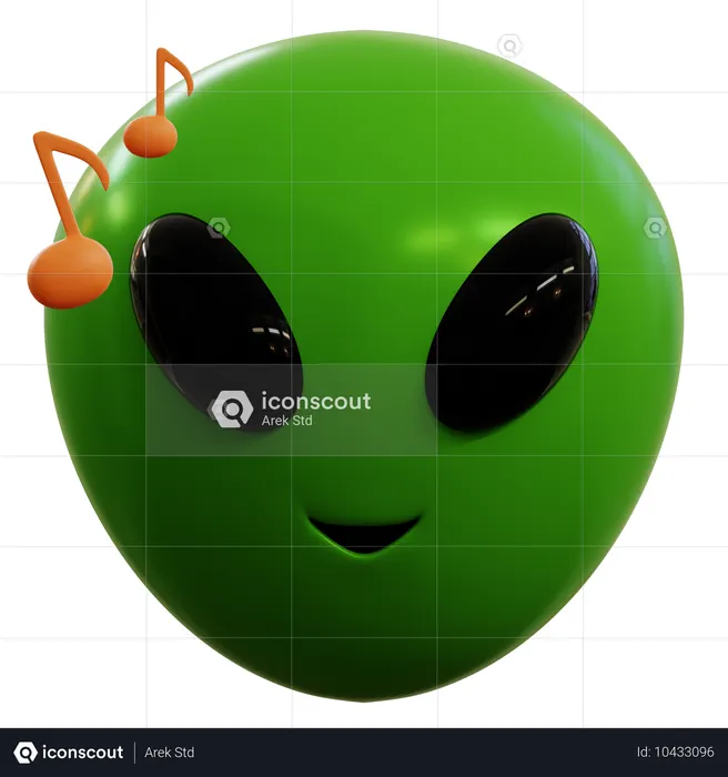 Emoji extraterrestre écoutant de la musique Emoji 3D Icon