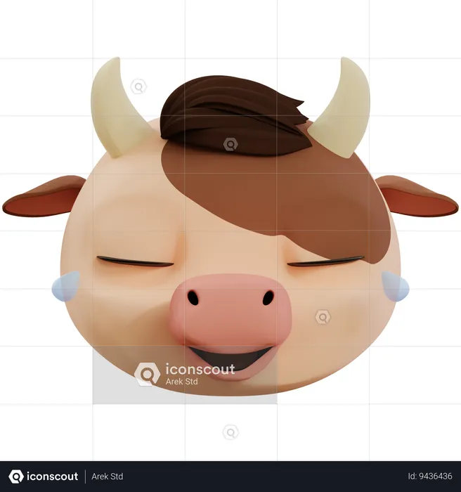 Emoji Funny Cute Cow Laughing Out Loud Emoji 3D Icon