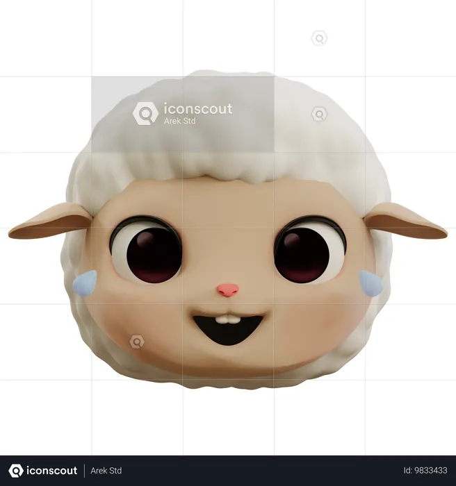 큰 소리로 웃고 있는 재미있는 양 이모티콘 Emoji 3D Icon