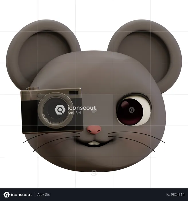 Emoji-Maus macht Foto Emoji 3D Icon