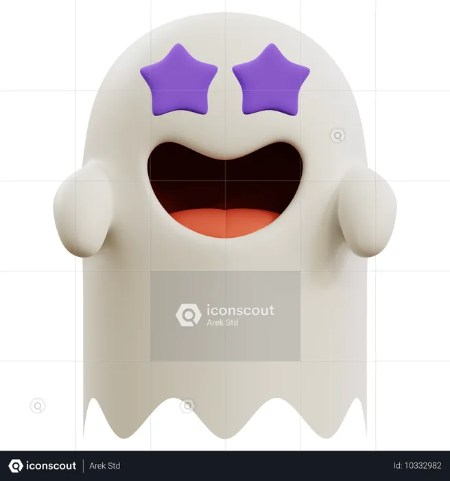 Emoji mignon avec une étoile fantôme Emoji 3D Icon