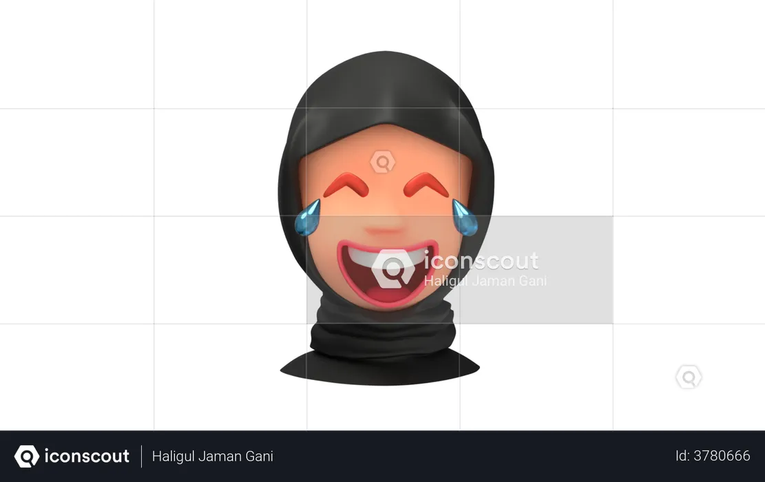 Emoji de mulher árabe rindo Emoji 3D Emoji