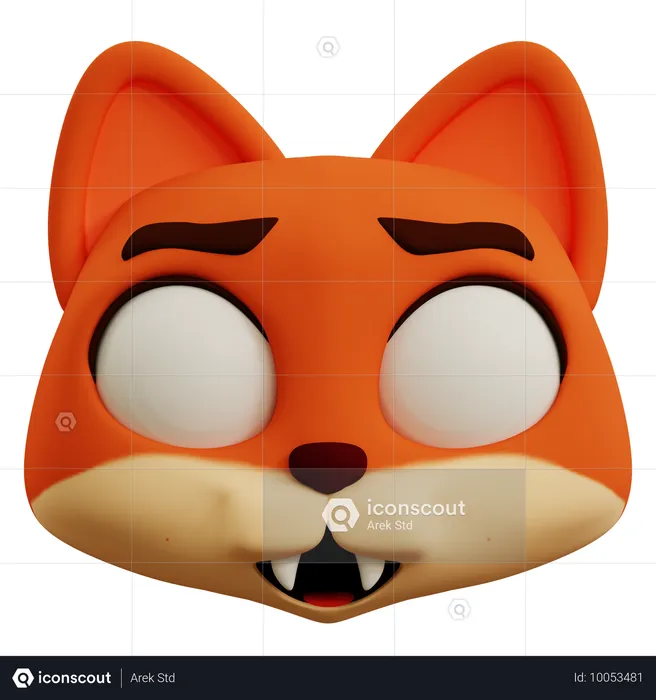 Emoji mignon de renard effrayé Emoji 3D Icon