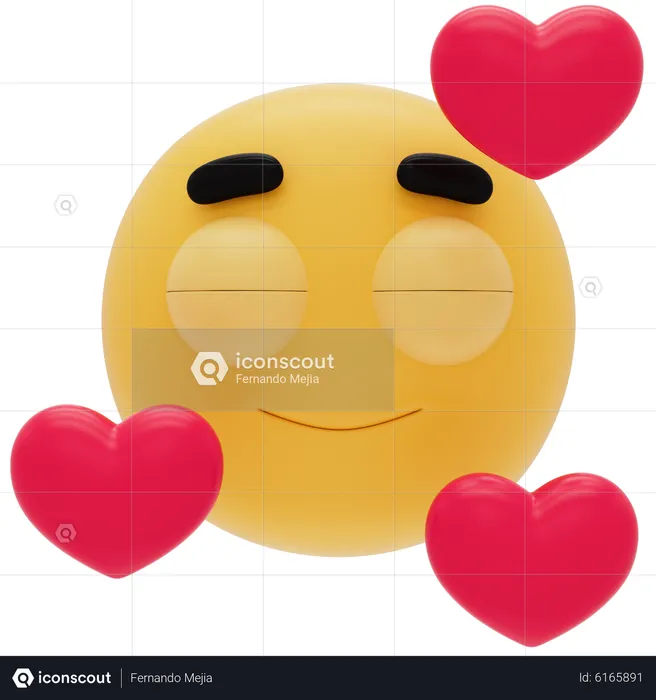 Emoji souriant avec des coeurs Emoji 3D Icon