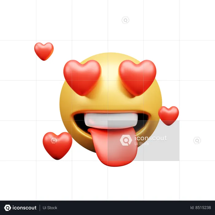 Emoji with love and tongue out  3D Icon