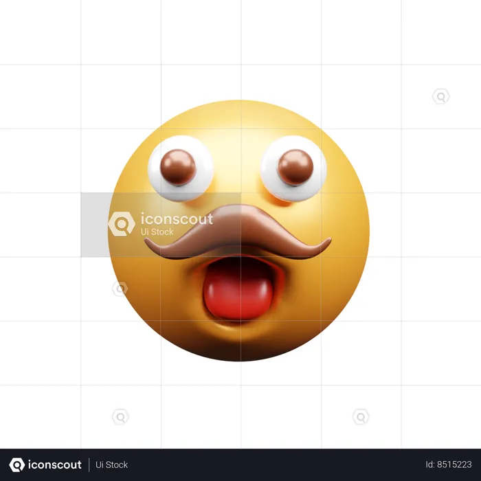 Emoji with moustache Emoji 3D Icon