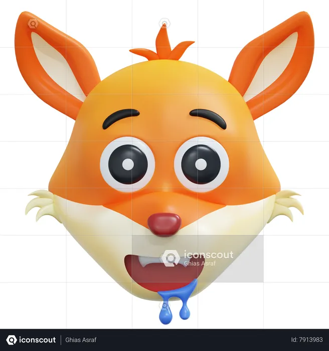 Sentindo emoticon de raposa com fome Emoji 3D Icon