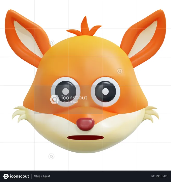 Emoticon de zorro de cara plana Emoji 3D Icon