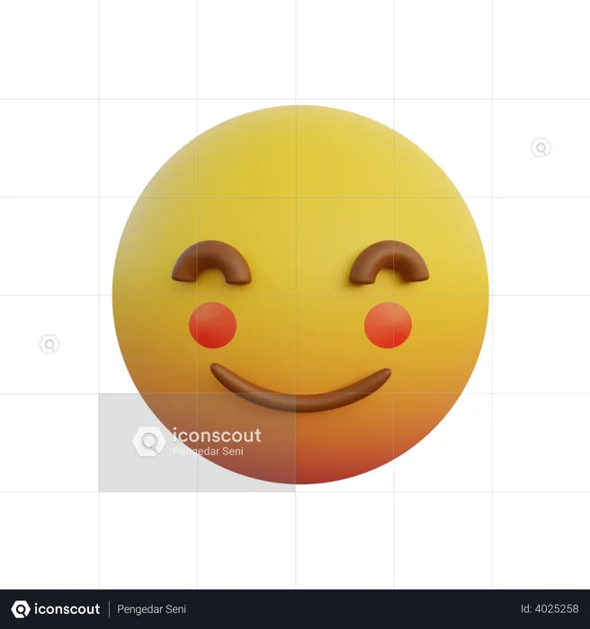 Emoticon expression shy smile blushing red cheeks Emoji 3D Emoji