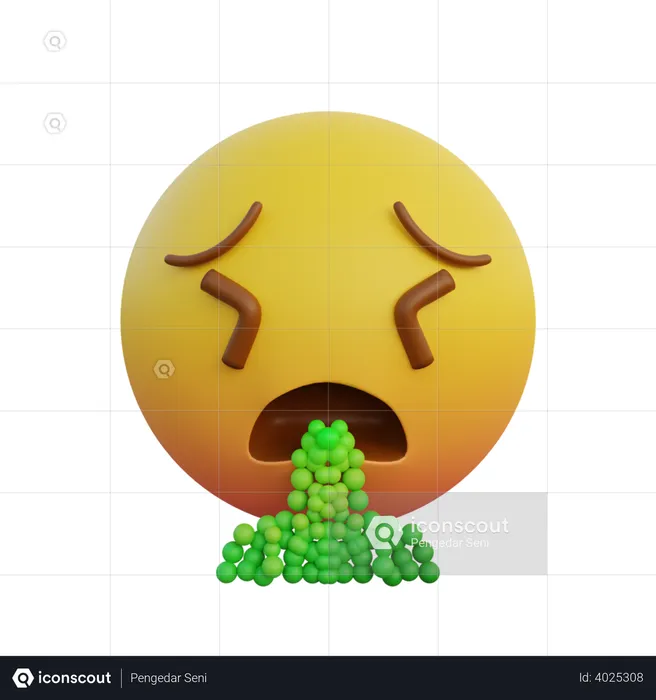 Emoticon expression throw up Emoji 3D Illustration