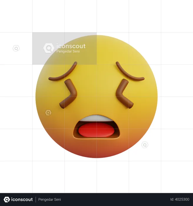 Emoticon expression very persevering face Emoji 3D Illustration