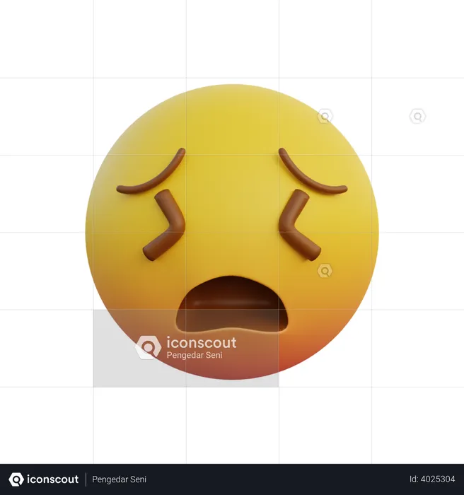 Emoticon expression very tired face Emoji 3D Illustration