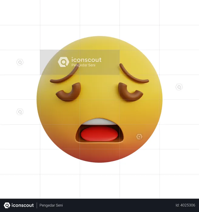 Emoticon expression weary face Emoji 3D Illustration