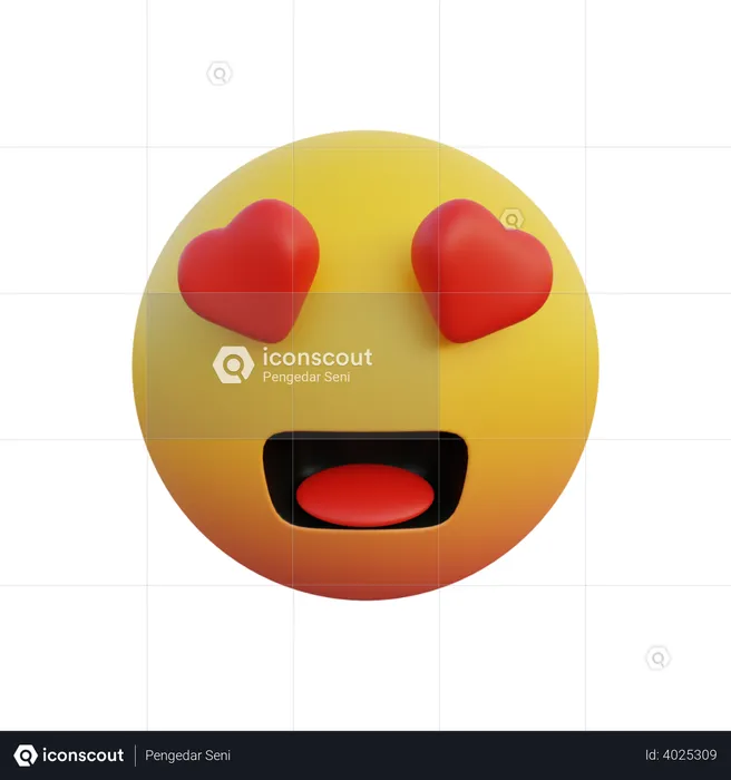 Emoticon face full of love Emoji 3D Illustration