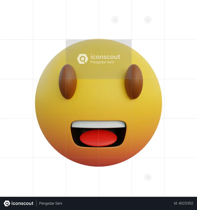 Emoticon happy expression with big eyes Emoji 3D Illustration