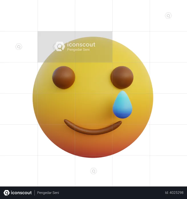 Emoticon little smiley expression and tears Emoji 3D Illustration