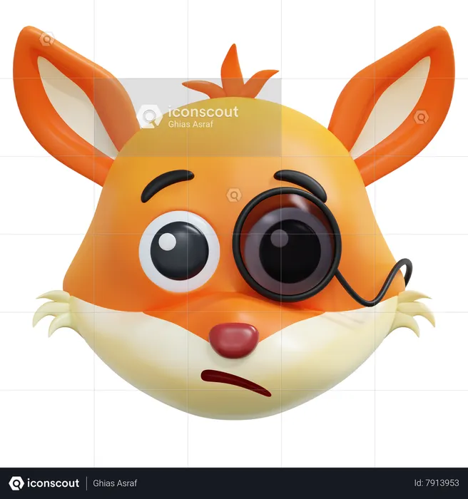 Emoticon de raposa suspeita Emoji 3D Icon
