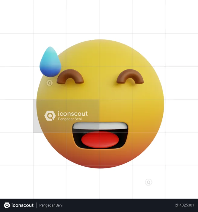 Emoticon smiling expression but sweating Emoji 3D Illustration