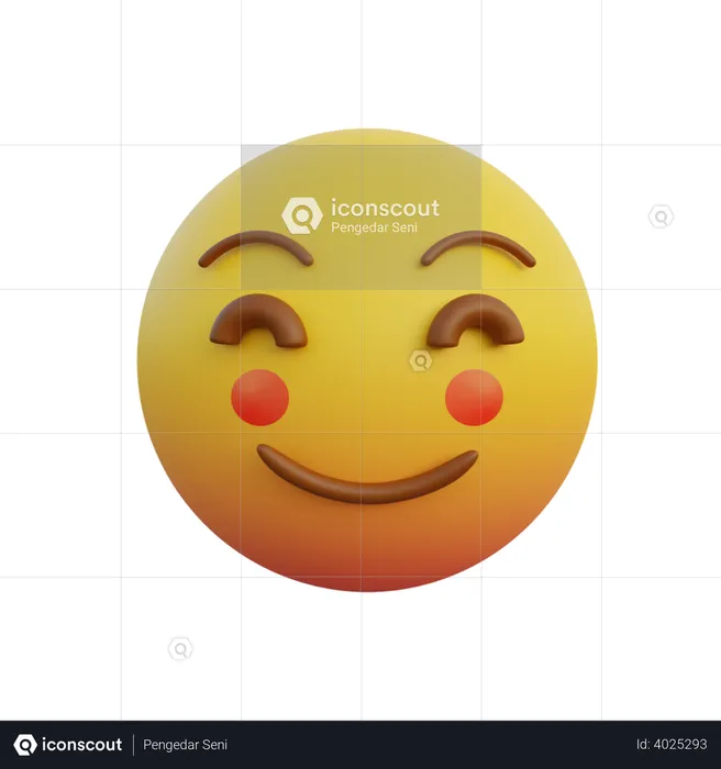 Emoticon smiling expression very shy and blushing red cheeks Emoji 3D Illustration