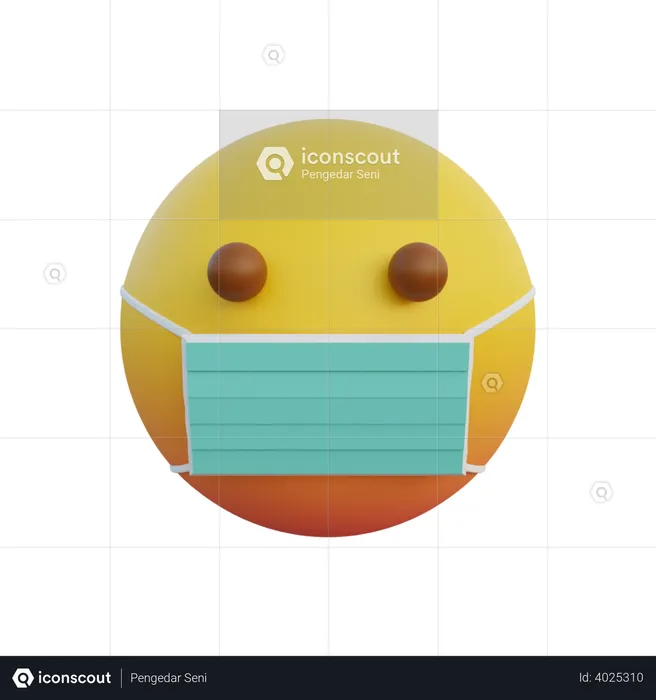 Emoticon wearing a mask Emoji 3D Illustration