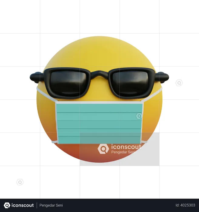 Emoticon wearing a mask and sunglasses Emoji 3D Emoji
