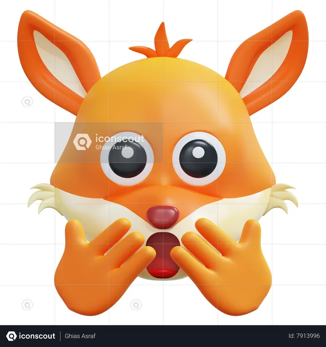 Emoticon de zorro sorpresa Emoji 3D Icon