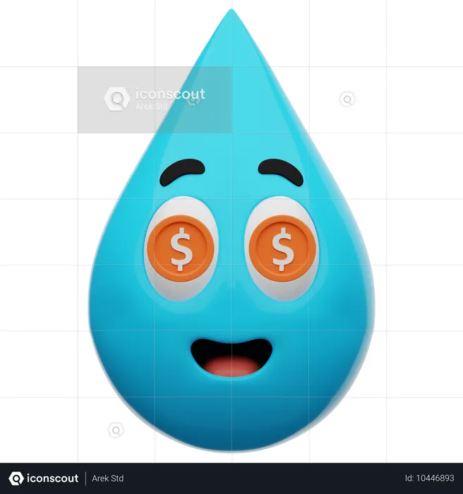 Emoticón de ojos de agua lindo dólar Emoji 3D Icon